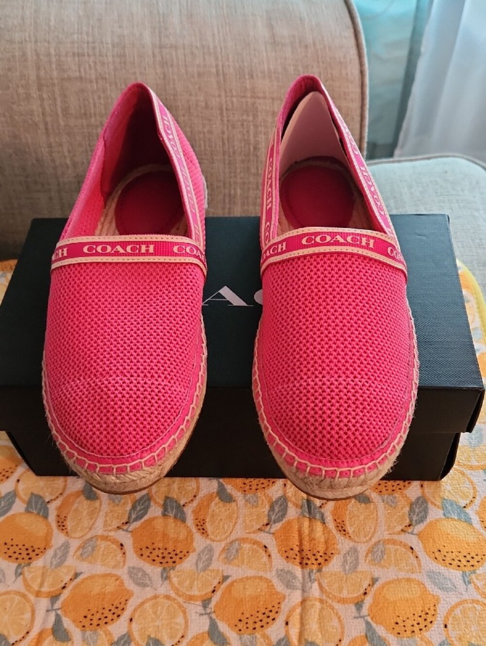 Coach Women's Coral Pink Espadrille Slip-Ons - Picture 2 of 12